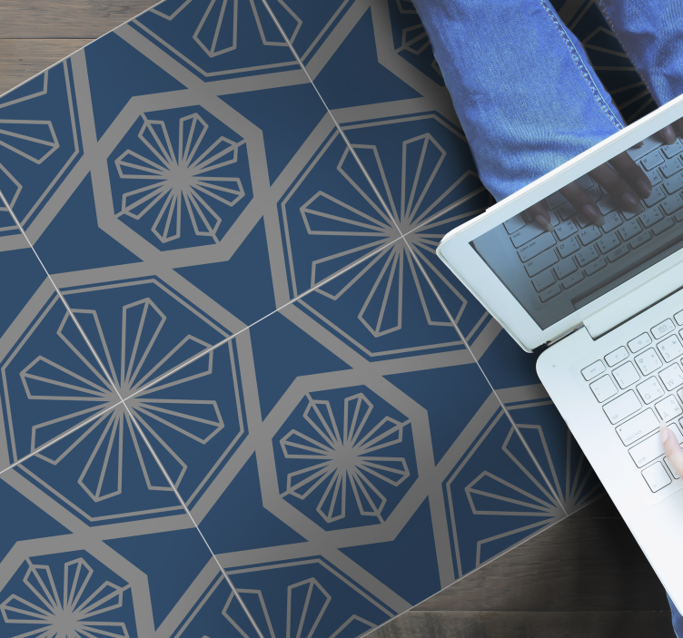 Stunning geometric pattern tile carpet - TenStickers
