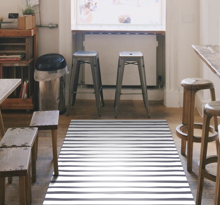 Stylish black and white dining room rug - TenStickers