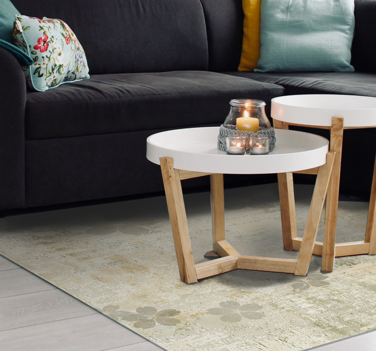 Subtle floral elegance living room rug - TenStickers