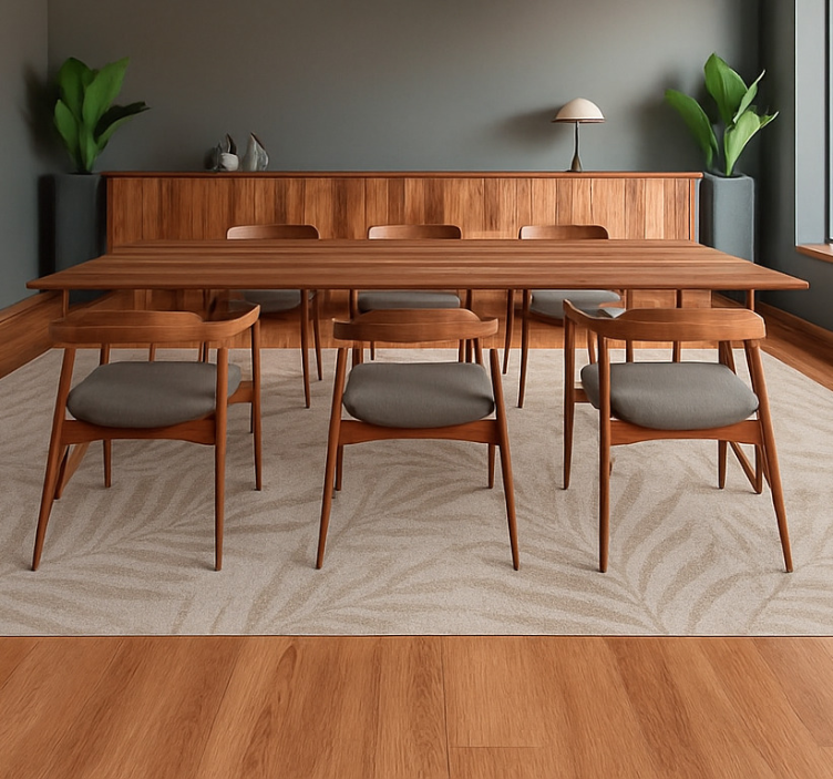 Subtle Palm Frond dining room rug - TenStickers