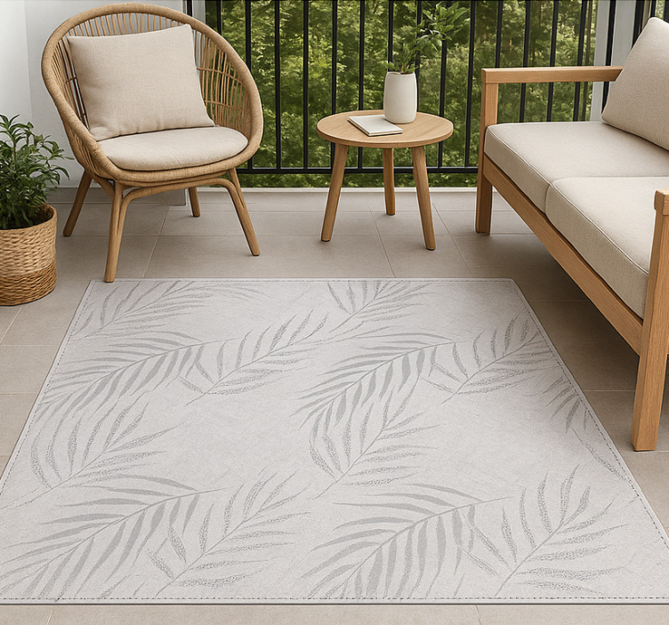 Subtle palm fronds outdoor rug - TenStickers