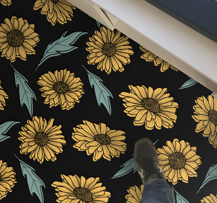 Sunflower Bloom Elegance floral rug - TenStickers