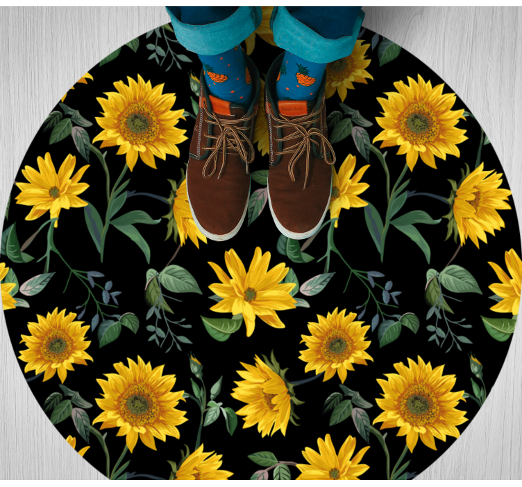 Sunflower Botanical Illustration floral rug - TenStickers