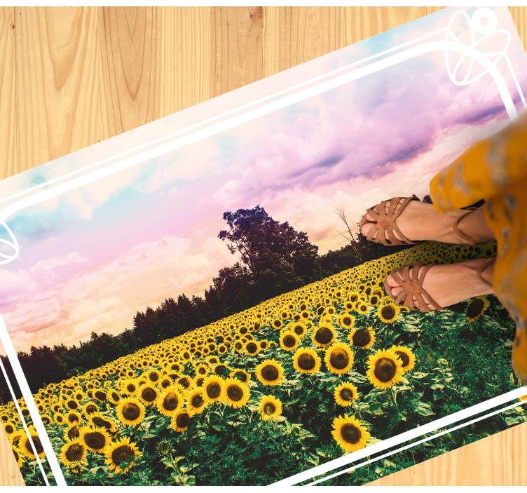 Sunflower field colourful sky floral rug - TenStickers