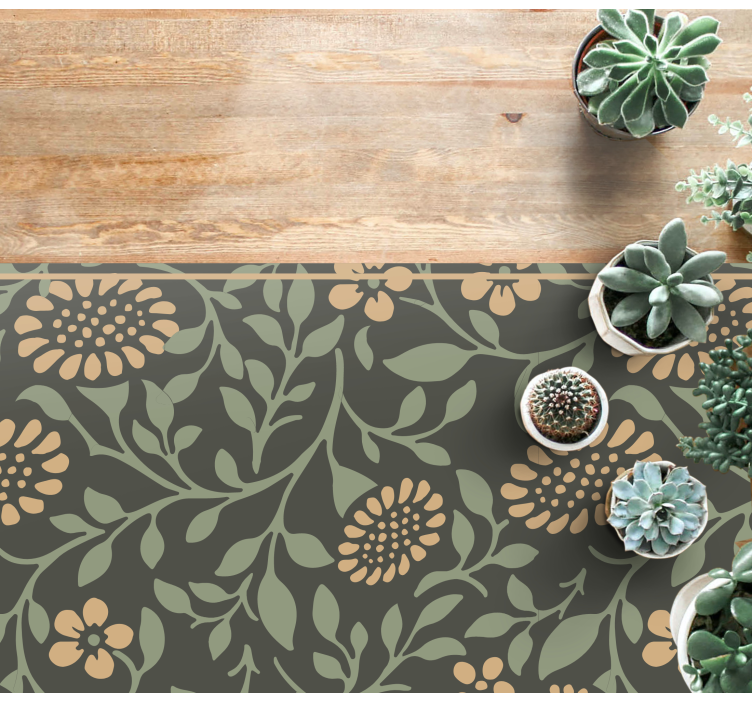 Sunflower green pattern floral rug - TenStickers