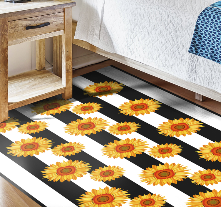 Sunflower Stripes floral rug - TenStickers
