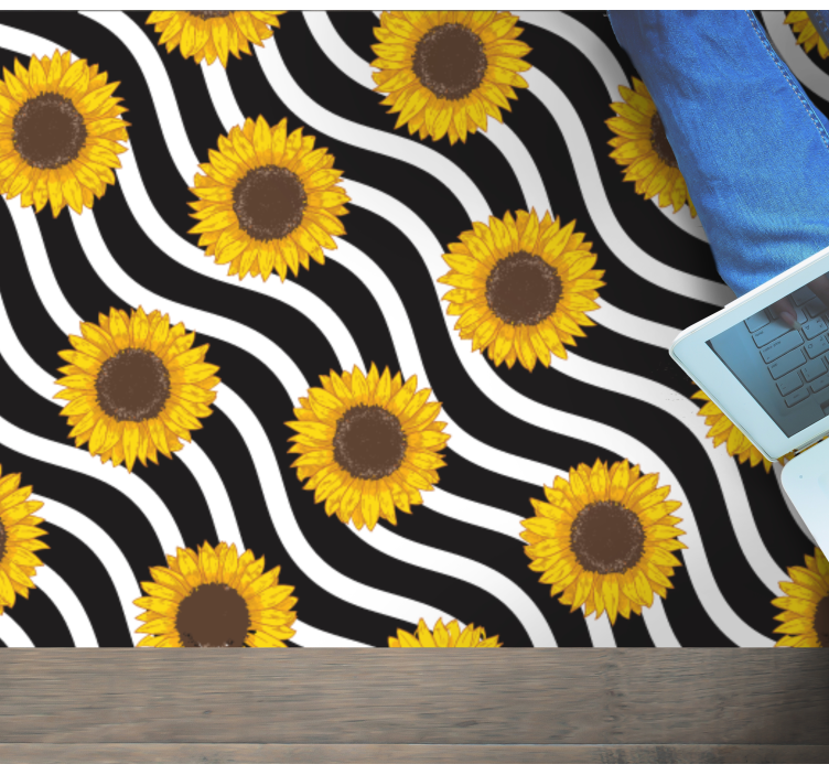 Sunflower Wave Pattern floral rug - TenStickers
