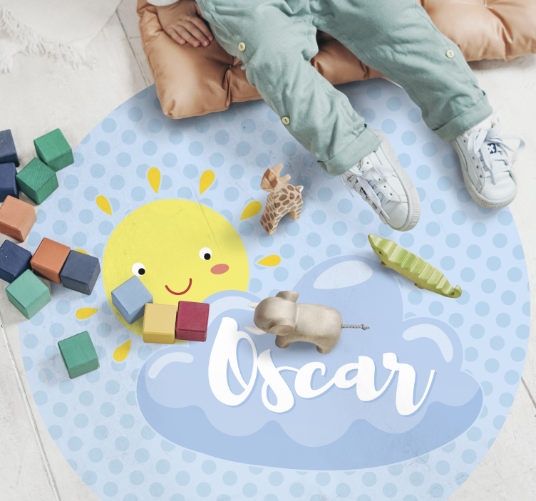 Sun and cloud with name kids rug - TenStickers