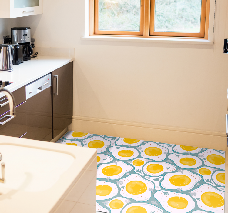 Sunny Egg Pattern kitchen mat - TenStickers