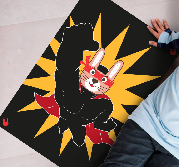 Superhero Bunny Adventure kids carpet - TenStickers