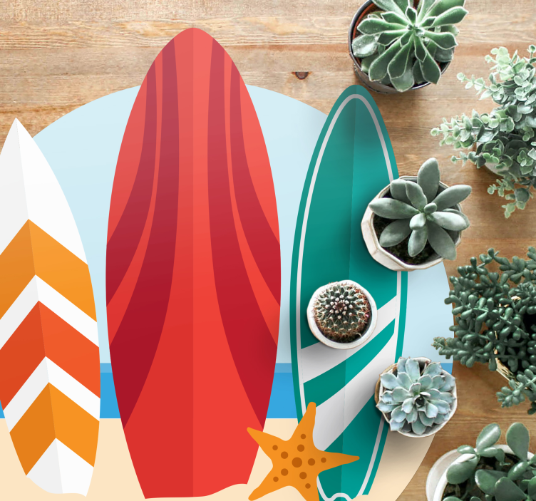 Surfboard at the beach nature vinyl rug - TenStickers