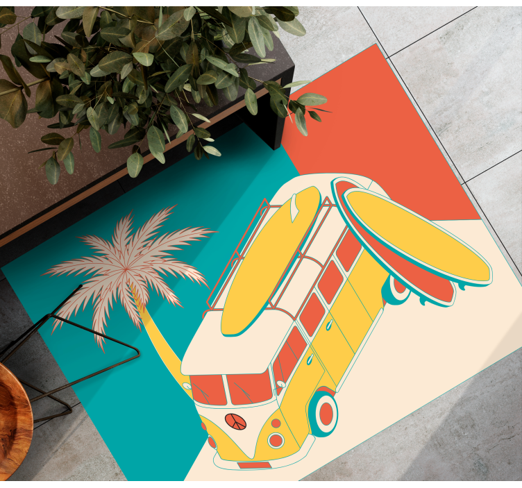 Surfing Van Adventure vintage rug - TenStickers