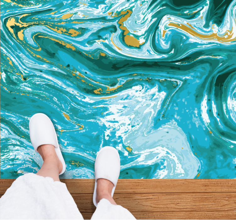 Swirling Aqua Elegance marble rug - TenStickers