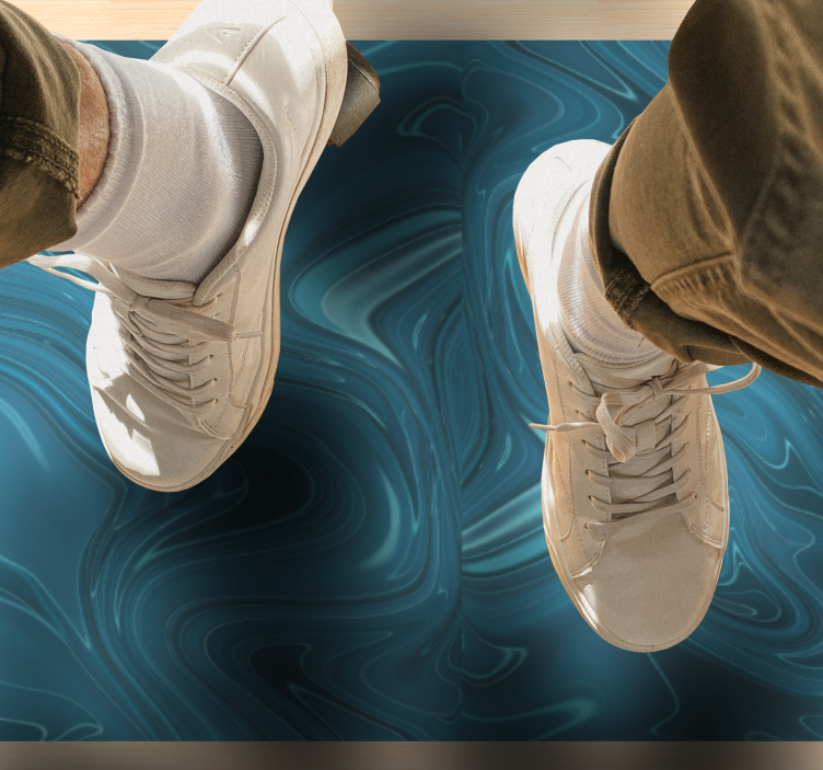 Swirling Ocean Hues marble rug - TenStickers