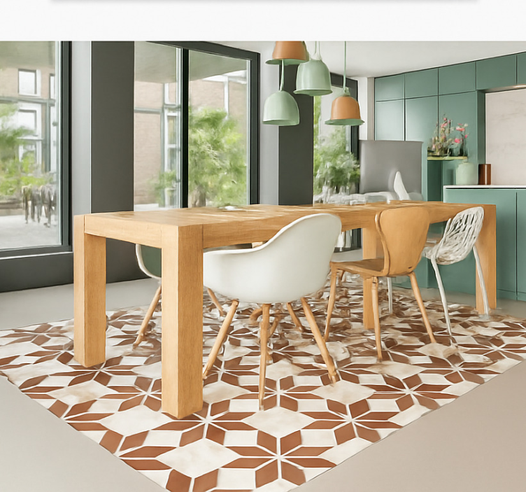 Terracotta Star Tile dining room rug - TenStickers