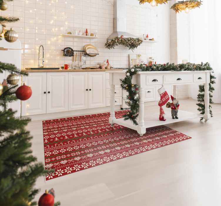Textile pattern Christmas rug - TenStickers