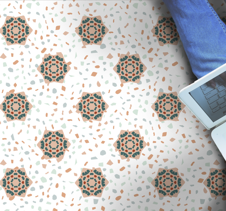 Texture rug in white mosaic design - TenStickers