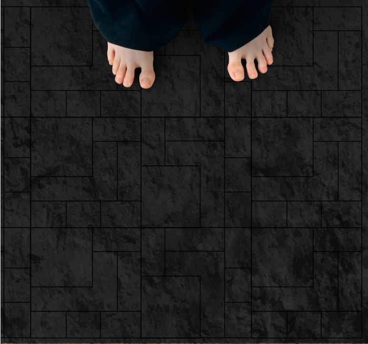 Textured black surface stone effect vinyl rug - TenStickers