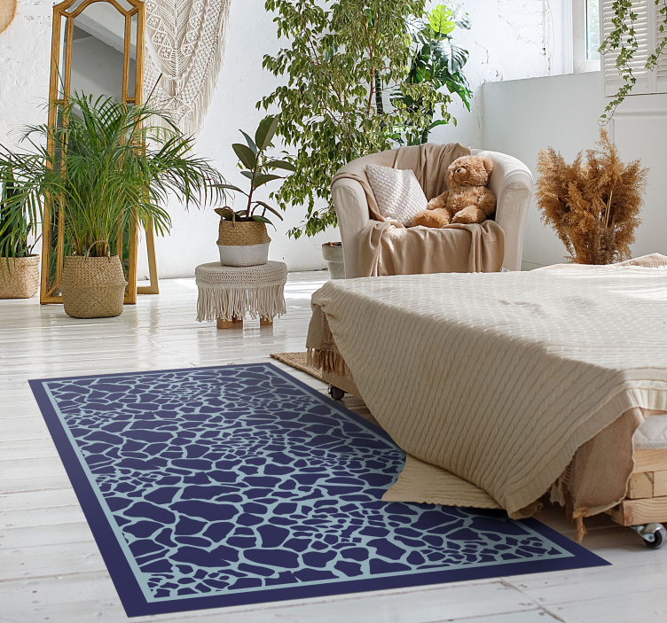 Blue giraffe pattern animal print rug - TenStickers