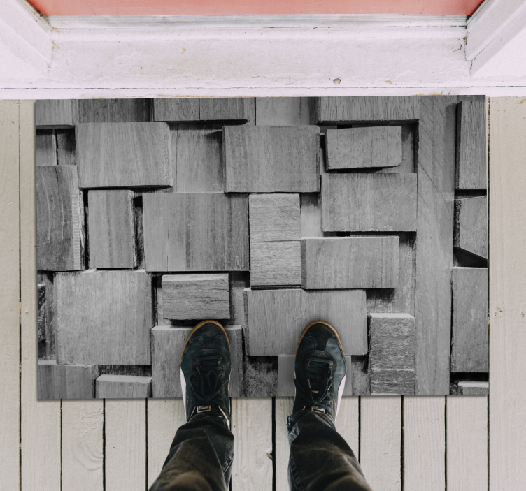 Textured Blocks wood effect rug - TenStickers