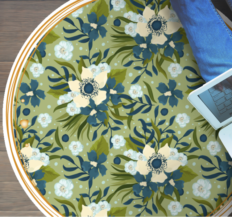 Round Flourishing Motif floral rug - TenStickers