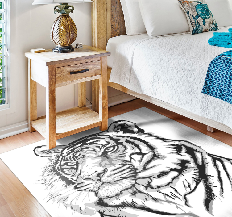 TIGER ARTISTIC PORTRAIT animal print rug - TenStickers