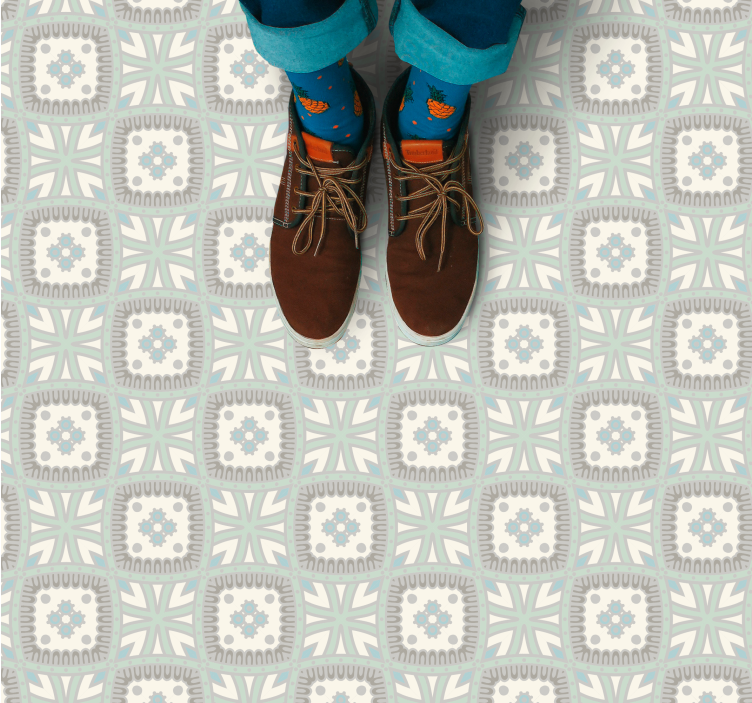 Tile arrangement mosaic rug - TenStickers