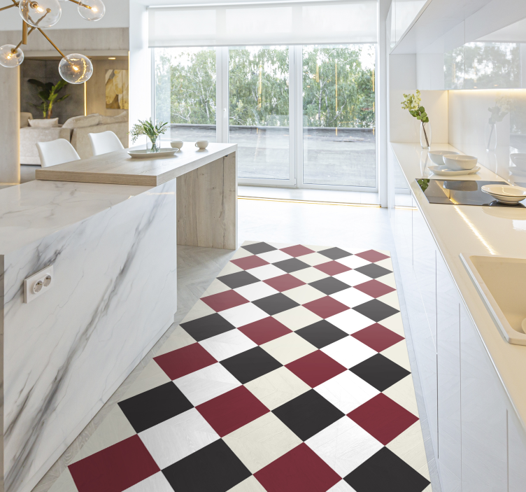 Traditional checkerboard kitchen vinyl mat - TenStickers