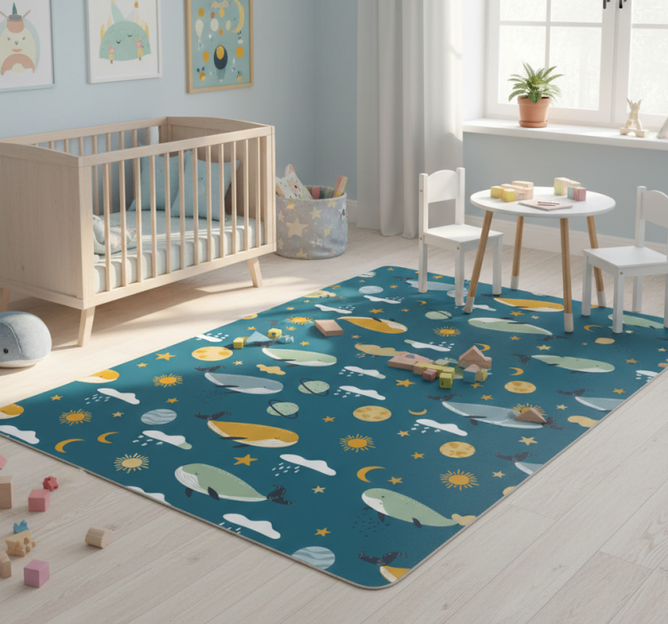 Trendy whale pattern animal mat - TenStickers