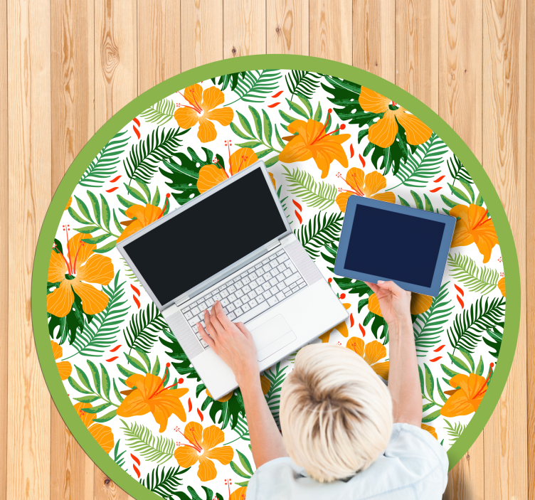 Tropical Botanical Unity floral rug - TenStickers