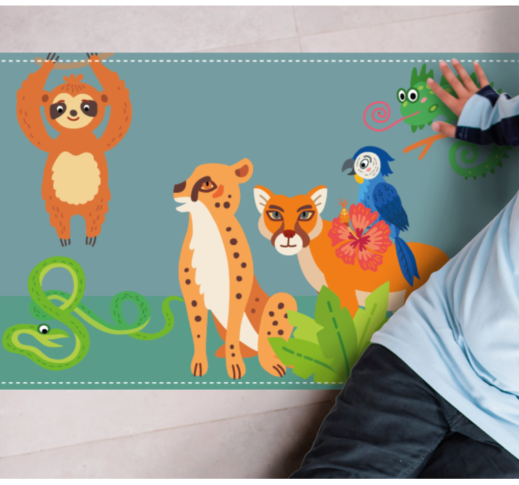 Tropical wildlife play area animal mat - TenStickers