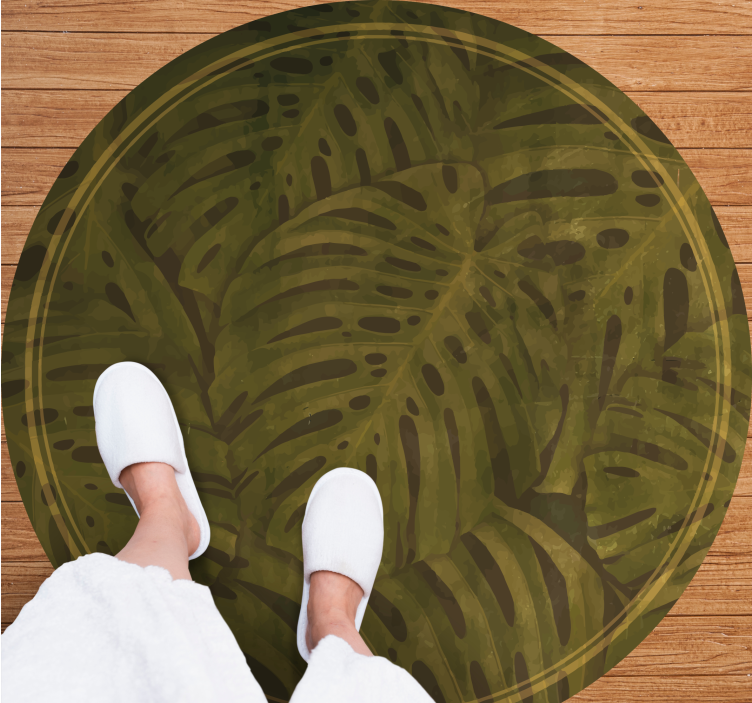 Tropical leaf print floral rug - TenStickers