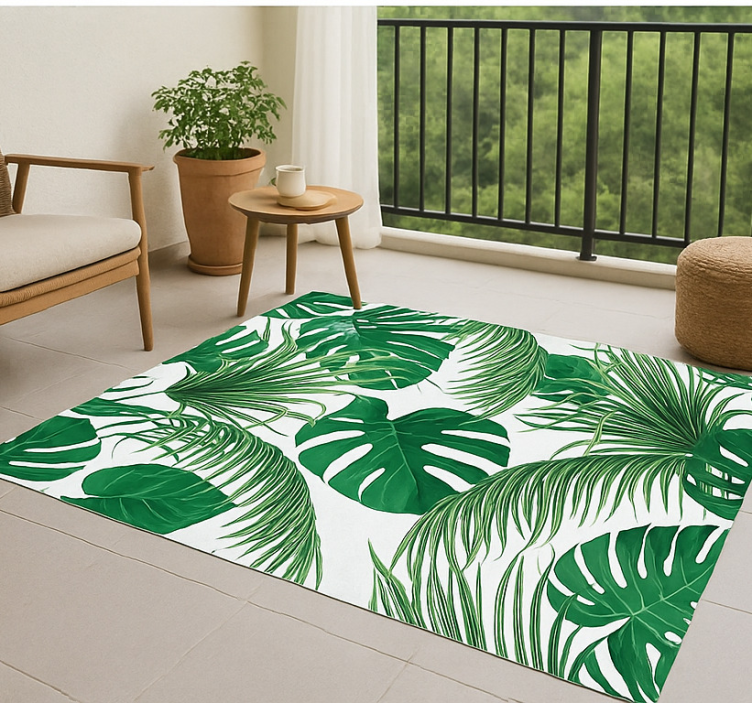 Tropical leaves design outdoor rug - TenStickers