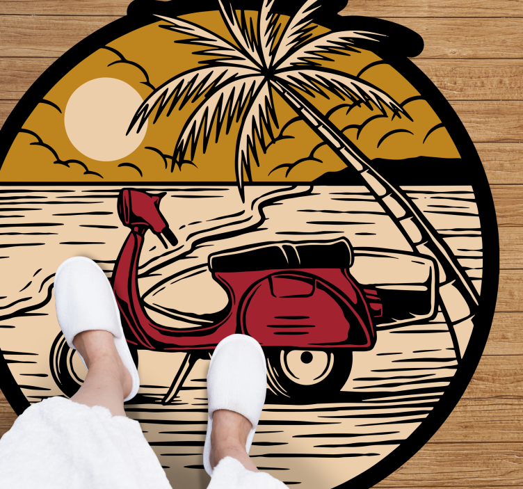 Tropical Scooter Scene kids rug - TenStickers