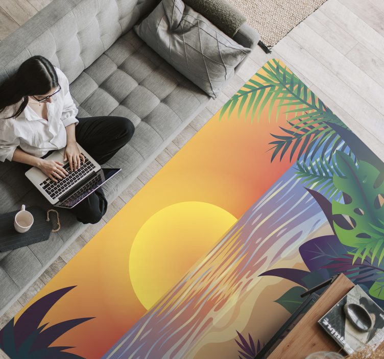 Tropical Sunset nature rug - TenStickers
