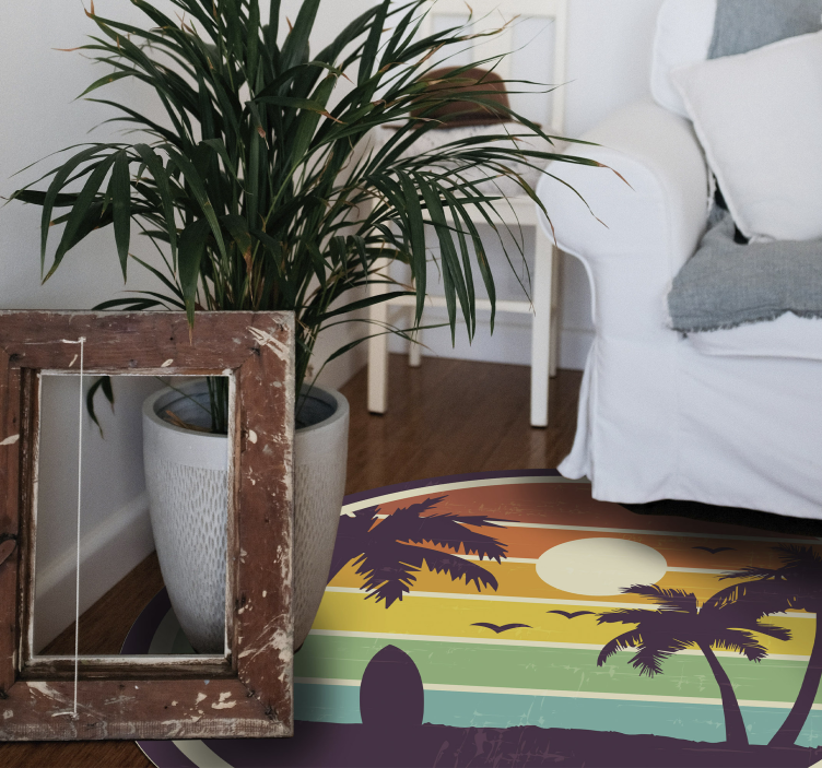 Tropical Sunset Scene nature rug - TenStickers