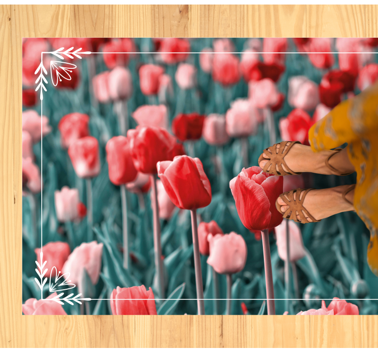 Tulip Field Scene floral rug - TenStickers