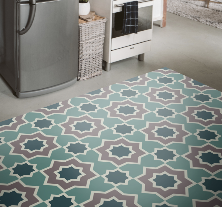Turquoise and green shapes   tile carpet - TenStickers