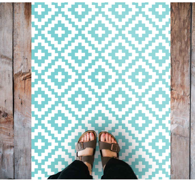 Turquoise Pattern geometric rug - TenStickers