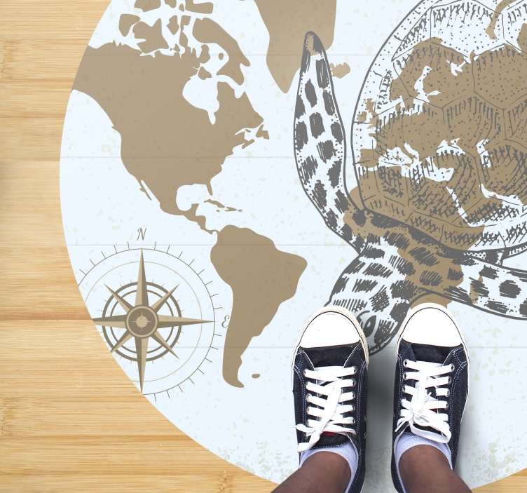 Turtle Compass Map map rug - TenStickers