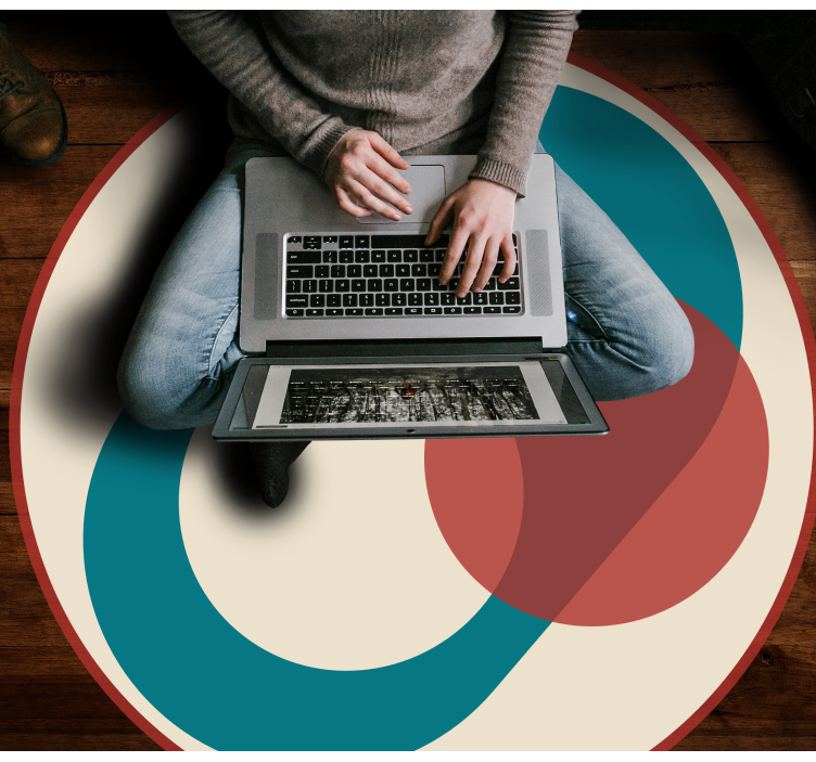 Two circles abstract art geometric rug - TenStickers