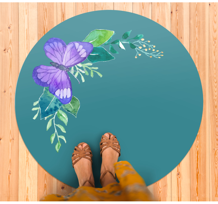 Two tones purple butterfly circular rug - TenStickers