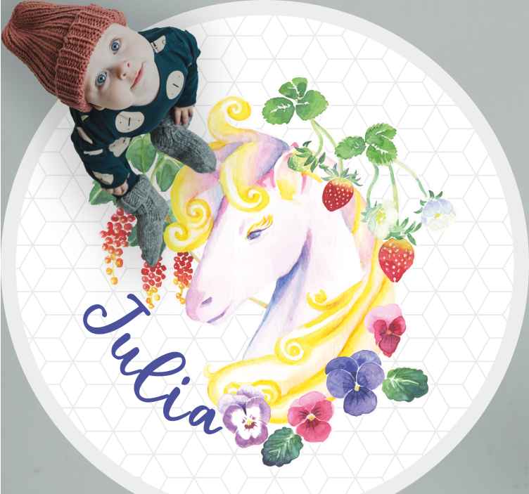 Custom unicorn blossom teenage bedroom rug - TenStickers