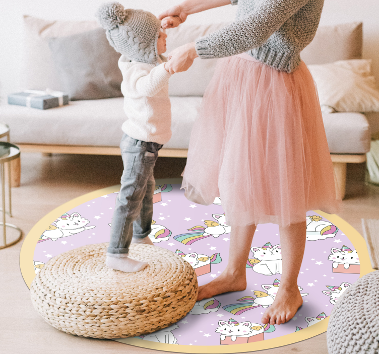 Unicorn Cat Adventure kids rug - TenStickers