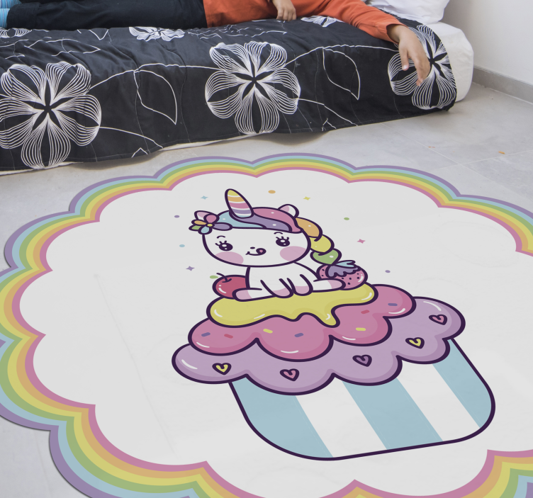Unicorn in a cupcake kids carpet - TenStickers