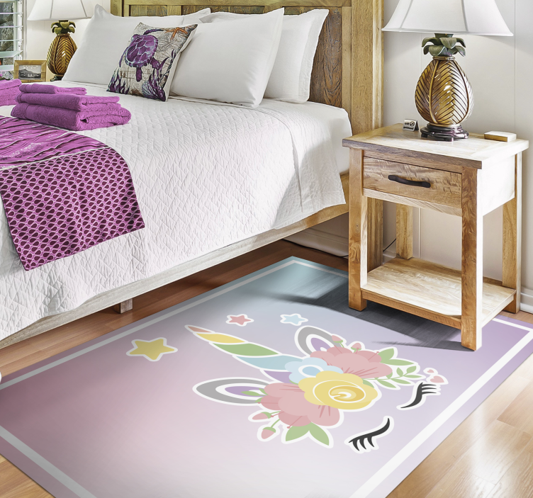 Unicorn Floral Charm kids carpet - TenStickers