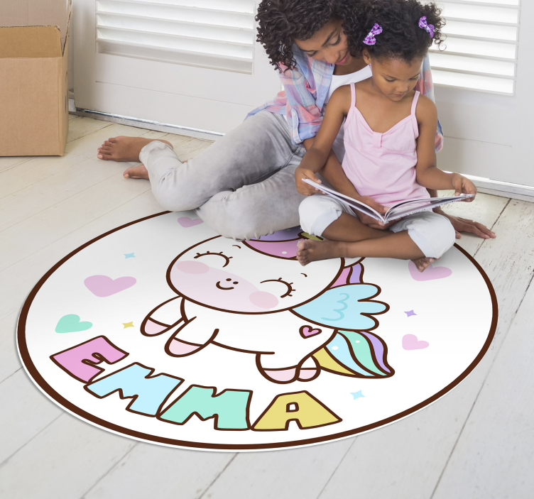 Fabulous unicorn girl vinyl rug with name - TenStickers