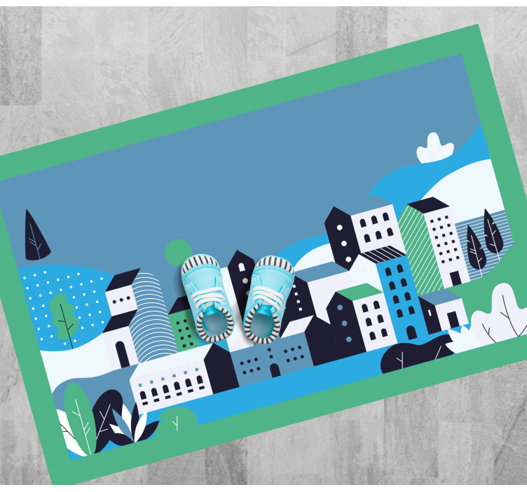 Blue urban landscape kids rug - TenStickers