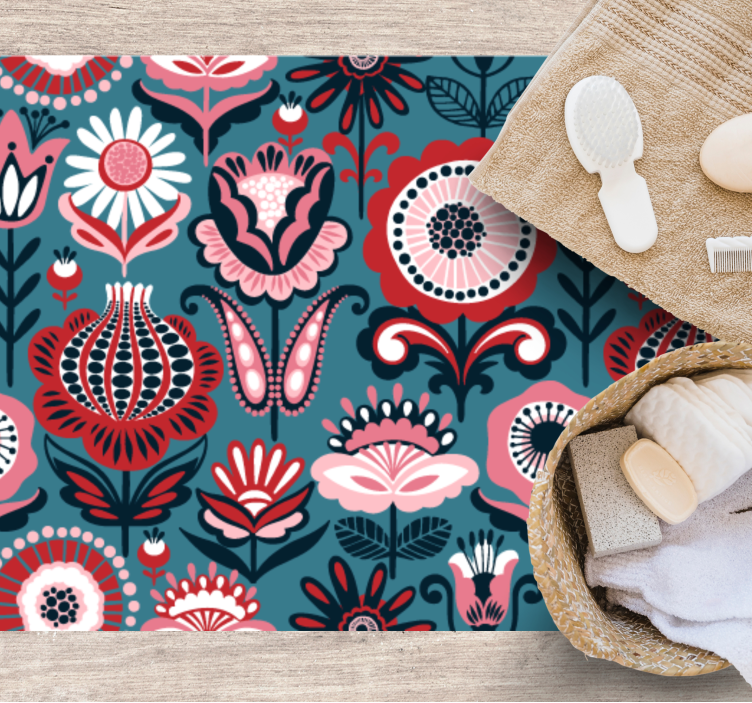 Scandinavian ethnic motif floral rug - TenStickers