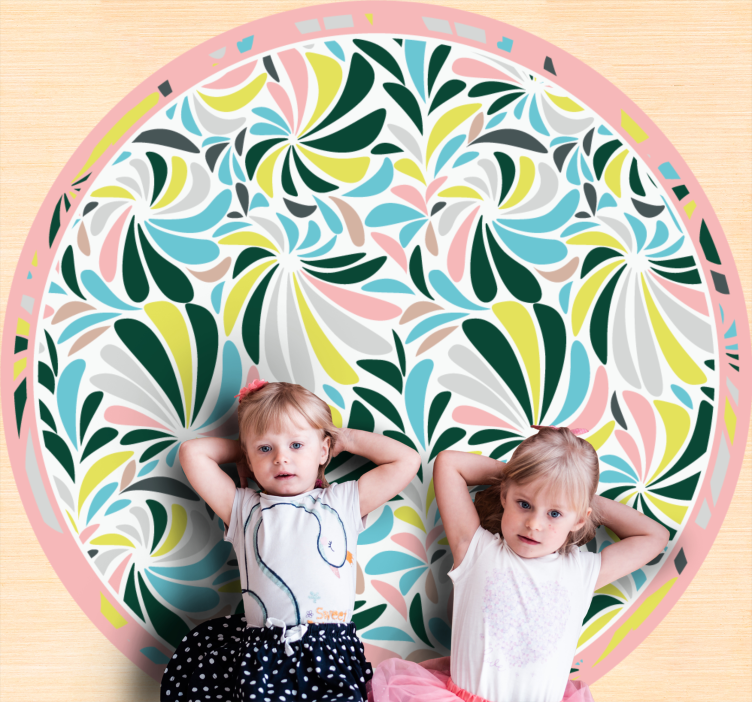 Colorful Floral Swirls nursery rug - TenStickers
